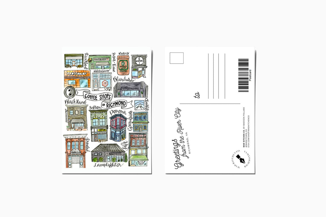 Coffee Shops of Richmond - Postcard Postcard Mad Kitchen Co.