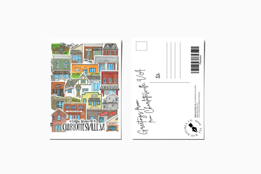 Coffee Shops of Charlottesville - Postcard Postcard Mad Kitchen Co.