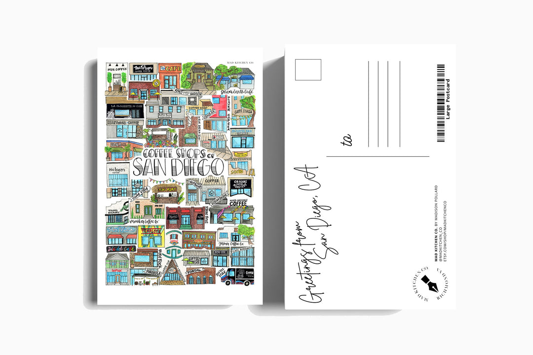 Coffee Shops of San Diego - Postcard Postcard Mad Kitchen Co.