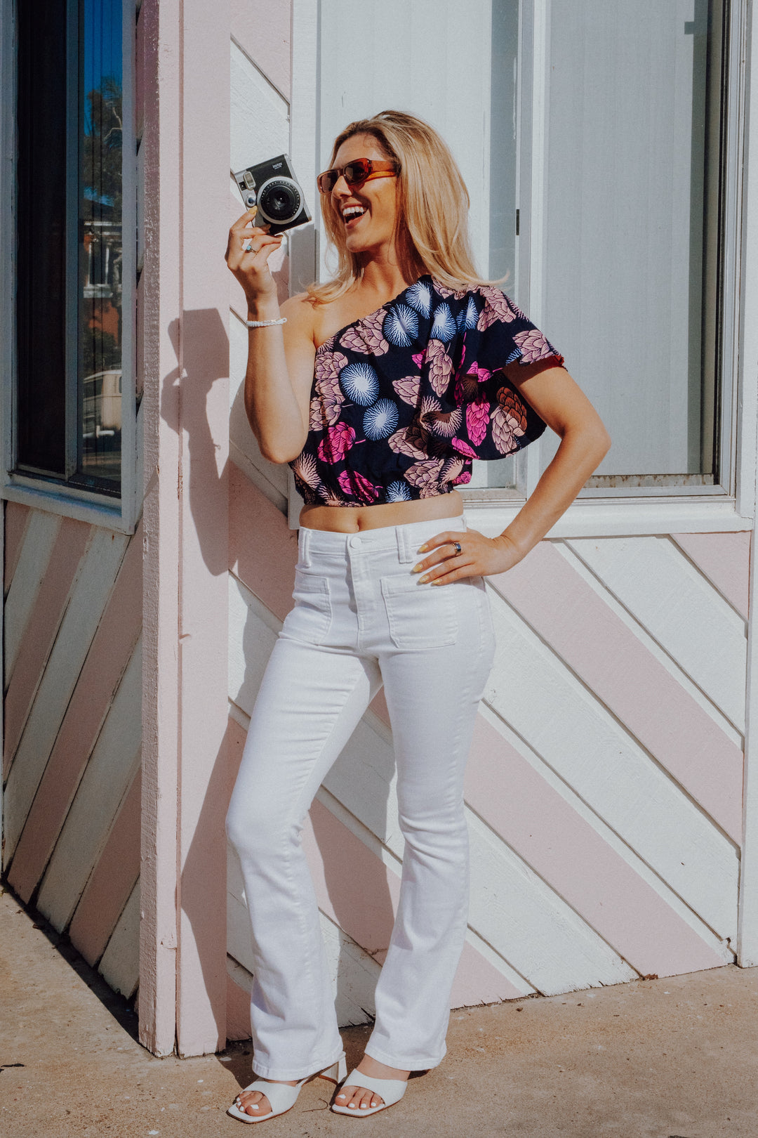 Hoppy Day One Shoulder Crop Top Tops Mad Kitchen Co.